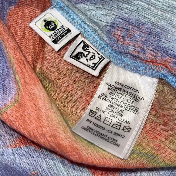 Obey Tye Dye Button Up Shirt Men’s Small - Picture 6 of 6